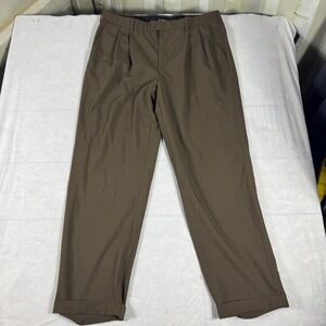 Croft & Barrow Mens Pleated Dress Pants Brown Comfort Waist Regular Fit 38x32
